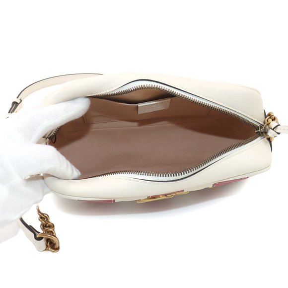 GUCCI GG Marmont Quilted Small Chain Shoulder Bag Leather Ivory Red Navy 447632 - Picture 6 of 9